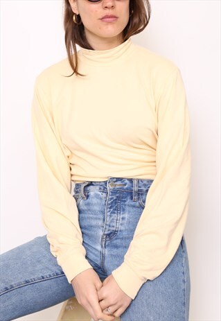 VINTAGE 90S YELLOW POLO HIGH TURTLE NECK TOP