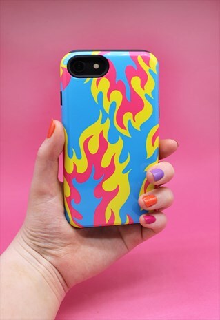 IPHONE 11 FLAME PHONE CASE - BLU/PNK/YLW