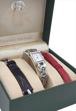 Vintage Gucci Watch, silver, interchangeable Bracelet
