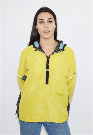 VINTAGE 90S YELLOW BLACK NIKE ZIP UP CAGOULE JACKET