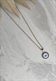 Gold Blue Evil Eye Dainty Charm Pendant  Necklace