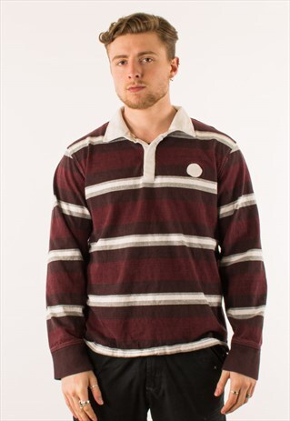 VINTAGE 90S BURGUNDY TIMBERLAND RUGBY TOP SWEATSHIRT XXL