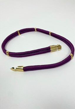 70's Vintage Ladies Purple Fabric Belt with Gold Hardware