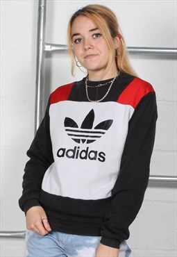 Vintage Adidas Originals Sweatshirt in Black w Big Logo XS