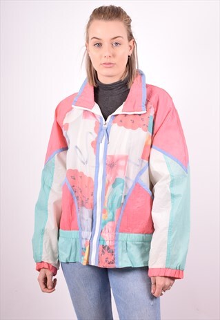 WOMENS VINTAGE TRACKSUIT TOP JACKET MEDIUM MULTI 90S