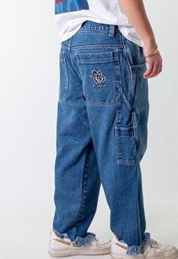Black 90s FUBU  Cargo Skater Trousers Pants Jeans