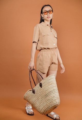 MARLOWE KNITTED BEIGE CO-ORD SHORTS