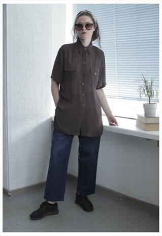 VINTAGE 90'S BROWN SHORT SLEEVE SHIRT