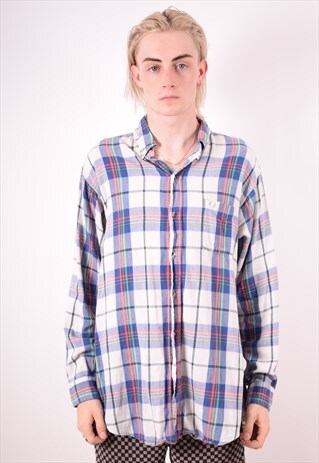 MENS VINTAGE SHIRT LARGE MULTI CHECK 90S