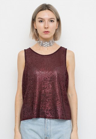 DARK RED SEQUIN TOP