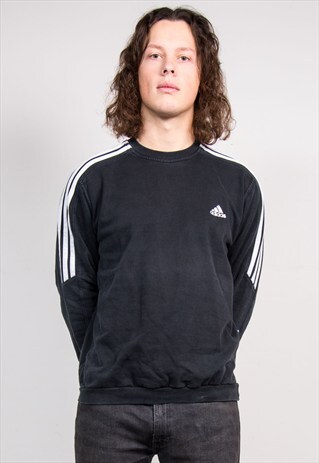 90'S VINTAGE BLACK ADIDAS SWEATER JUMPER