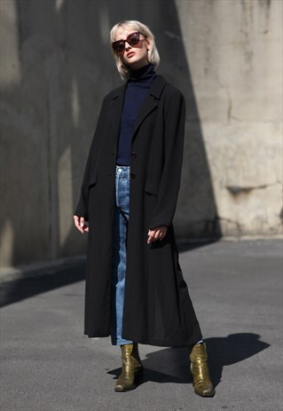 Y2K RAVE LIGHT MAXI BLAZER COAT IN BLACK