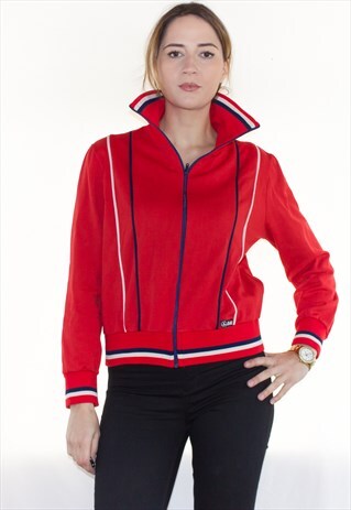 VINTAGE RED ZIP UP TRACK TOP