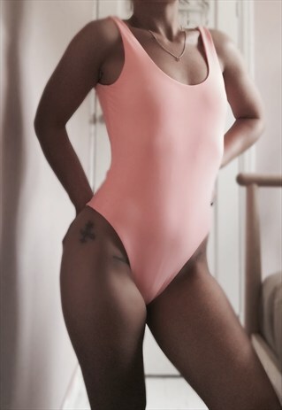 SEAMLESS HIGH CUT ONE PIECE SWIMSUIT PEACH