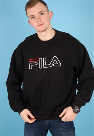 VINTAGE FILA SWEATSHIRT IN BLACK NSW40