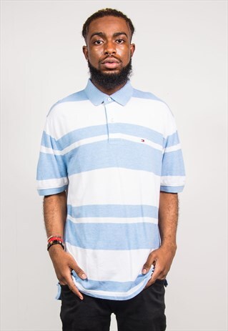 VINTAGE 90'S TOMMY HILFIGER STRIPED POLO T-SHIRT