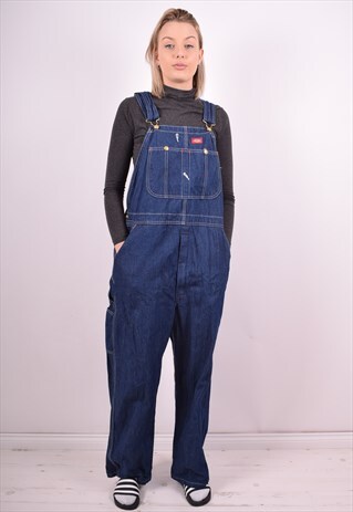 DICKIES WOMENS VINTAGE DENIM DUNGAREES XL BLUE 90S