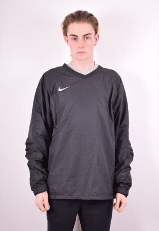 NIKE MENS VINTAGE PULLOVER JACKET XL BLACK 90S