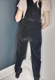 VINTAGE 90'S BLACK VELVET DUNGAREES SIZE S
