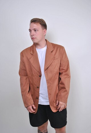 90S BROWN COTTON PARTY BLAZER, SIZE M