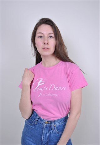90S PINK DANCE TSHIRT, VINTAGE COLORFUL SUMMER TEE