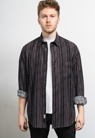 VINTAGE CORDUROY CORD STRIPED SHIRT