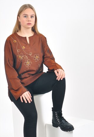 VINTAGE BOHO BLOUSE IN FLOWER PRINT