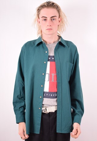 PENDLETON MENS VINTAGE FLANNEL SHIRT LARGE GREEN 90S
