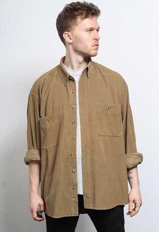 VINTAGE CORDUROY CORD SHIRT BROWN