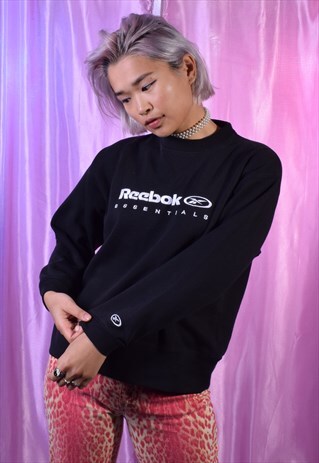 VINTAGE REEBOK ESSENTIALS BLACK SWEATSHIRT