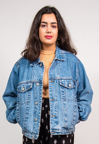 90'S VINTAGE BLUE OVERSIZE DENIM JACKET