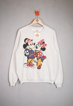 90s Disney Mickey and Minnie Mouse Sweatshirt Grey Large