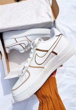 NIKE CUSTOM AIR FORCE 1 EARTH BROWN OUTLINES (SMALLER SIZES)