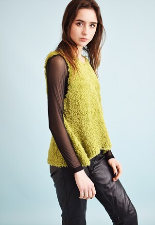 90'S RETRO GRUNGE FURRY FLUFFY KNIT SWING TUNIC TOP