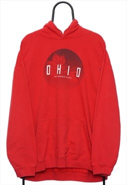 Vintage Ohio State Buckeyes Graphic Red Hoodie Womens