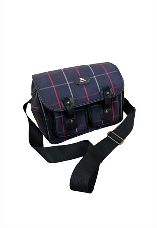 VINTAGE BURBERRYS BAG DARK BLUE NOVA CHECK MESSENGER SATCHEL