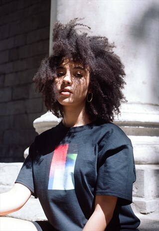 SHORT SLEEVED T-SHIRT BLACK WITH PHOTO LIGHT LEAK 2 PRINT