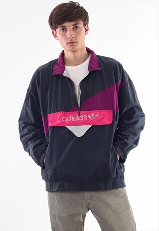 VINTAGE ADIDAS ORIGINALS PULLOVER WINDBREAKER 90S GREY