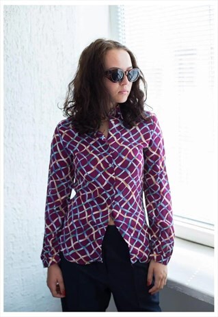 VINTAGE 70'S PURPLE PATTERNED SHIRT