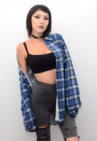 VINTAGE 90'S GRUNGE CHECKED FLANNEL SLOUCHY SHIRT