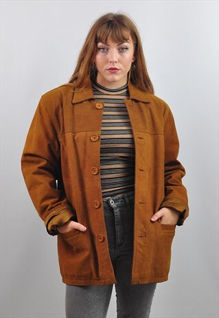 VINTAGE TAN BROWN LEATHER BOYFRIEND JACKET