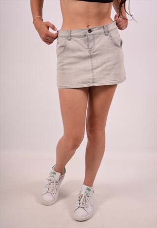 VINTAGE GUESS DENIM MINI SKIRT GREY
