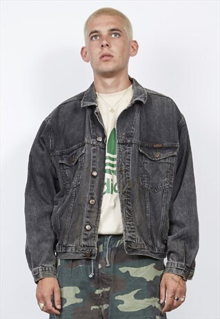 VINTAGE 90'S WRANGLER DARK GREY DENIM JACKET