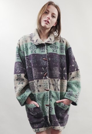VINTAGE 80'S OVERSIZED PASTEL TEDDY JACKET