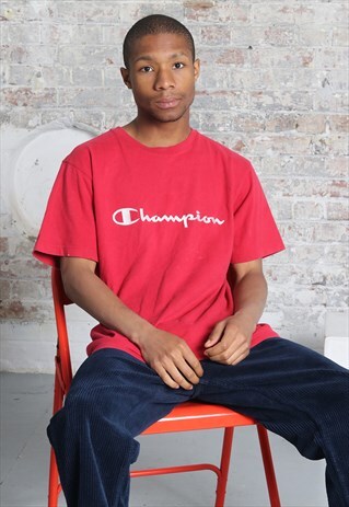 VINTAGE CHAMPION LOGO T-SHIRT RED