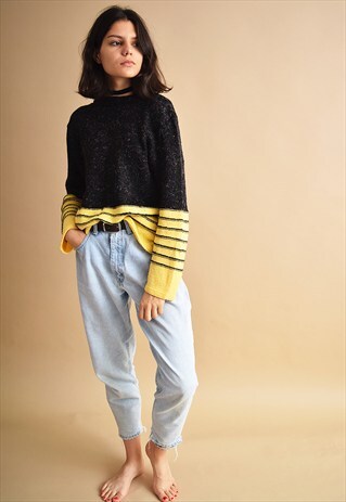 80'S RETRO STRIPED OVERSIZED HANDKNITTED JUMPER TOP