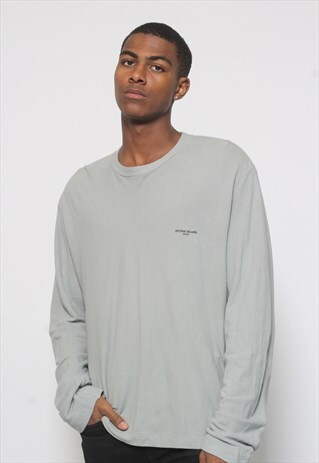 VINTAGE RARE STONE ISLAND LOGO THIN JUMPER GREY