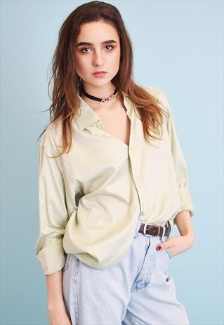 90'S PASTEL GREEN MINIMALIST BOYFRIEND'S OVERSIZED SHIRT