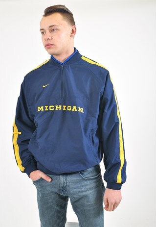 VINTAGE NIKE OVERHEAD JACKET IN BLUE