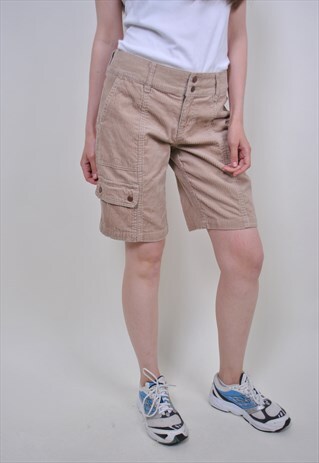 80S CORDUROY CARGO SHORTS, VINTAGE CORDUR BEIGE POCKETS